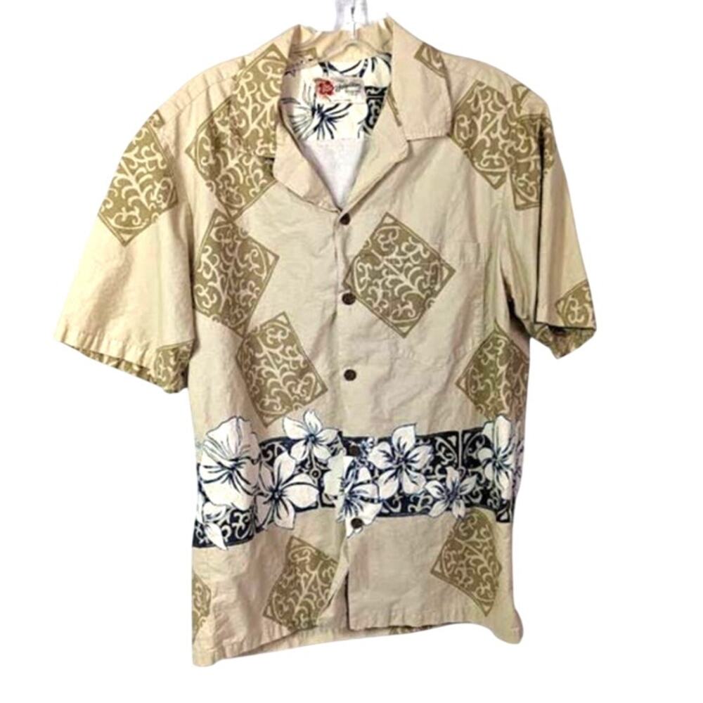 HILO HATTIE M Hawaiian Shirt Short Sleeve Button Up